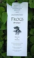 The front of the program for the student production of The Frogs, Spring 1999