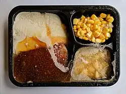 Coloured image of frozen TV dinner