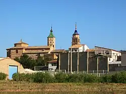 The two bell towers of Fuendejalon seen from the north