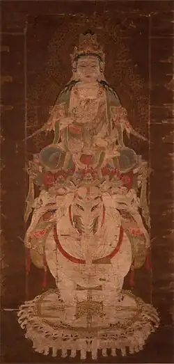Colored Silk painting of Fugen Enmei (NT)