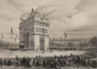 Sculptural group representing Napoleon I, installed on the Arc de Triomphe in 1840 for the return of his remains to France