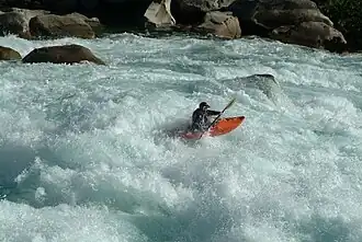 A kayaker runs a rapid on the Futaleufú River