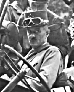 French general General Leclerc wearing a kepi, with goggles; World War II era