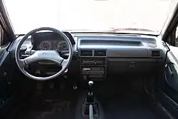 Interior with two-spoke steering wheel