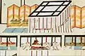 Michōdai (御帳台) baldachin installed as the throne of the emperor.