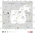 The location of GK Persei (circled in red)