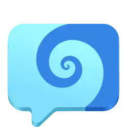 Embossed square speech balloon with blue vortex