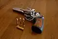 GP100 (KGP-161) with opened cylinder and .357 Magnum ammunition