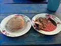 Ga kenkey with pepper and beans