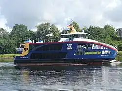 Passenger ship Gaarden in the Kiel Canal in Königsförde.