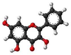Ball-and-stick model of the galangin molecule