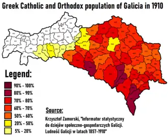 Greek Catholic and Eastern Orthodox population of Galicia in 1910