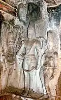 Bhagiratha (left) at the Ravana Phadi Cave, Aihole, India