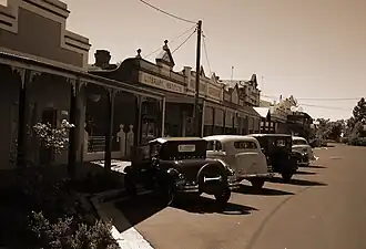 Main Street of Ganmain as it is today - complete with vintage cars