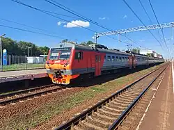 Suburban train at Gatchina-Varshavskaya station in 2022