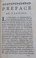 Preface to "La bibliotheque des philosophes"