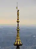 A weathervane towertop with a statue of King Sigismund II Augustus