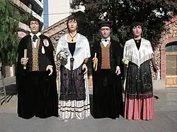 Gegants at Molins de Rei. The female figures are dressed as a pubilla.