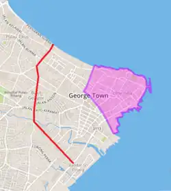 Map depicting George Town’s Inner Ring Road