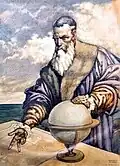 A crayon and watercolour portrait of Gerard Mercator