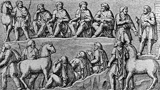Depiction of a Germanic thing (assembly) on the Column of Marcus Aurelius, c. 180 AD