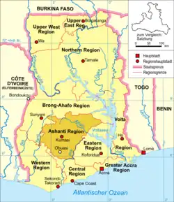 A political map of today's Ghana