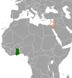 Map indicating locations of Ghana and Palestine