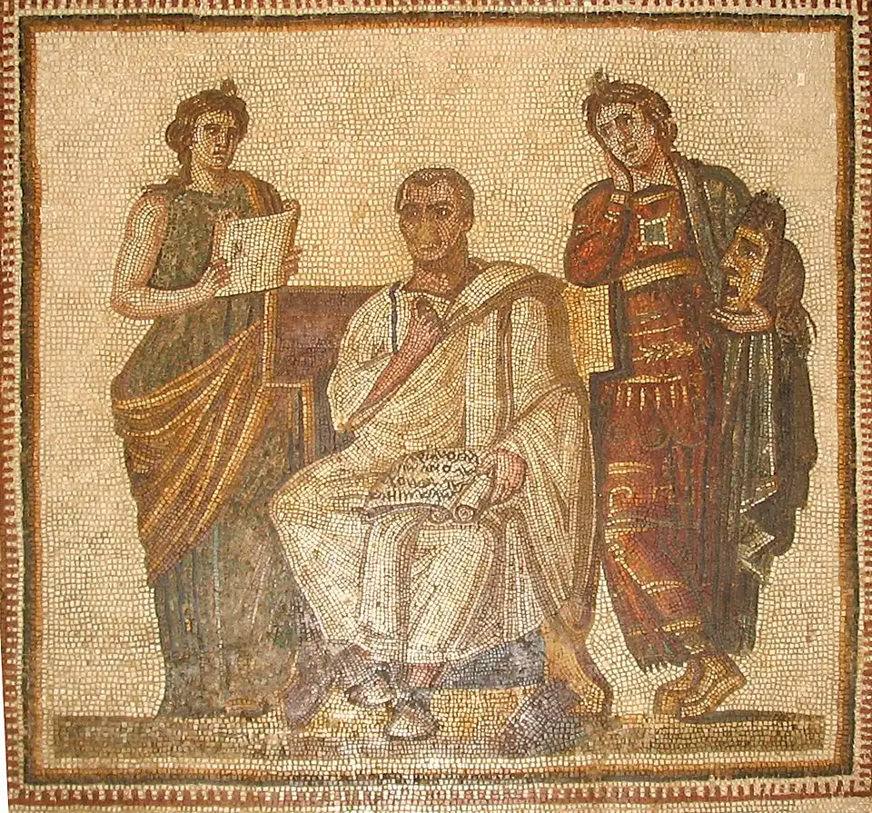 Image 46Roman mosaic of Virgil, the most important Latin poet of the Augustan period (from Culture of Italy)