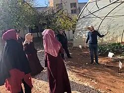 A training session at the girls’ school in Rihab Village