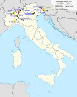 Route of the 2018 Giro Rosa