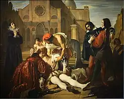 Lorenzino de' Medici dies stabbed in Venice, by Giuseppe Bezzuoli (1840)