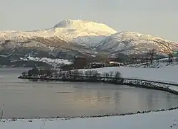 Gjemnes village, looking towards Reinsfjellet