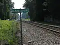 Railroad tracks immediately adjacent to Glade Spring town square.