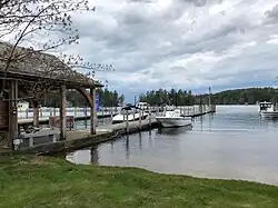 The Glendale docks for island residents on Lake Winnipesaukee