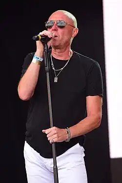 Gregory performing live with Heaven 17 in Liverpool, 2021