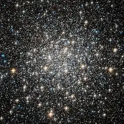 Thousands of white-ish dots scattered on a black background, strongly concentrated towards the center