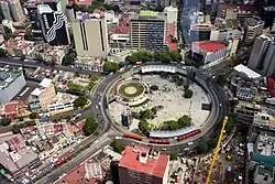 Aerial photograph of a traffic circle