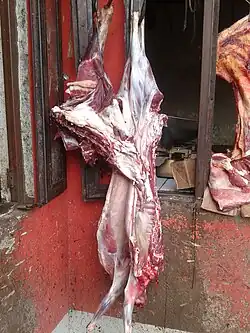 Hanging meat