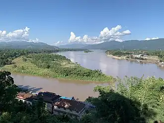 confluence of Ruak River and Mekong Rivers, view from Wat Phra That Doi Pu Khao&nbsp;[th] in Ban Sop Ruak