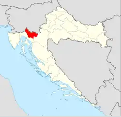 Map of Gorski Kotar within Croatia.