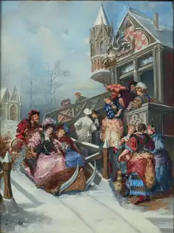 Wintertime fête galante, private collection