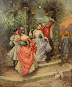 A fête galante painting, private collection