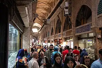 The inside of the Grand Bazaar of Tehran, photographed in 2019