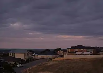 Looking into Blakeview from Craigmore Road at twilight