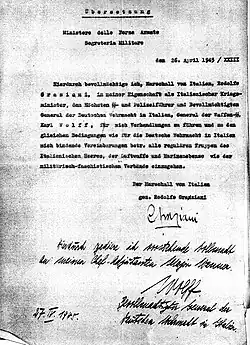 Graziani's proxy of surrender (in German)