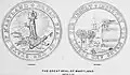 The obverse and reverse of the 1794 to 1817 state seal of Maryland, designed by Peale