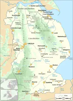 Area covered by the Greater Lincolnshire Combined County Authority at the time of its establishment in February 2025.