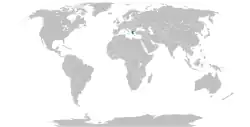 Map indicating locations of Greece and Taiwan