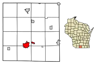 Location of Monroe in Green County, Wisconsin