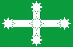 A green Eureka flag used by protestors against coal seam exploitation